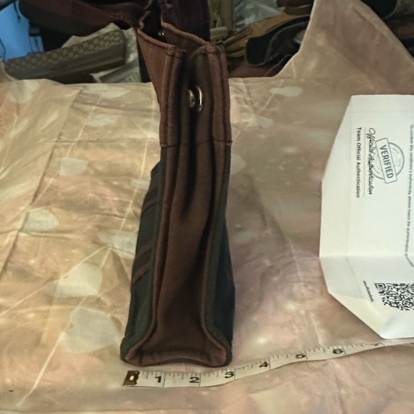 Preloved Hermes PM Black and Burgundy Canvas Tote Bag with COA included - Picture 5 of 13